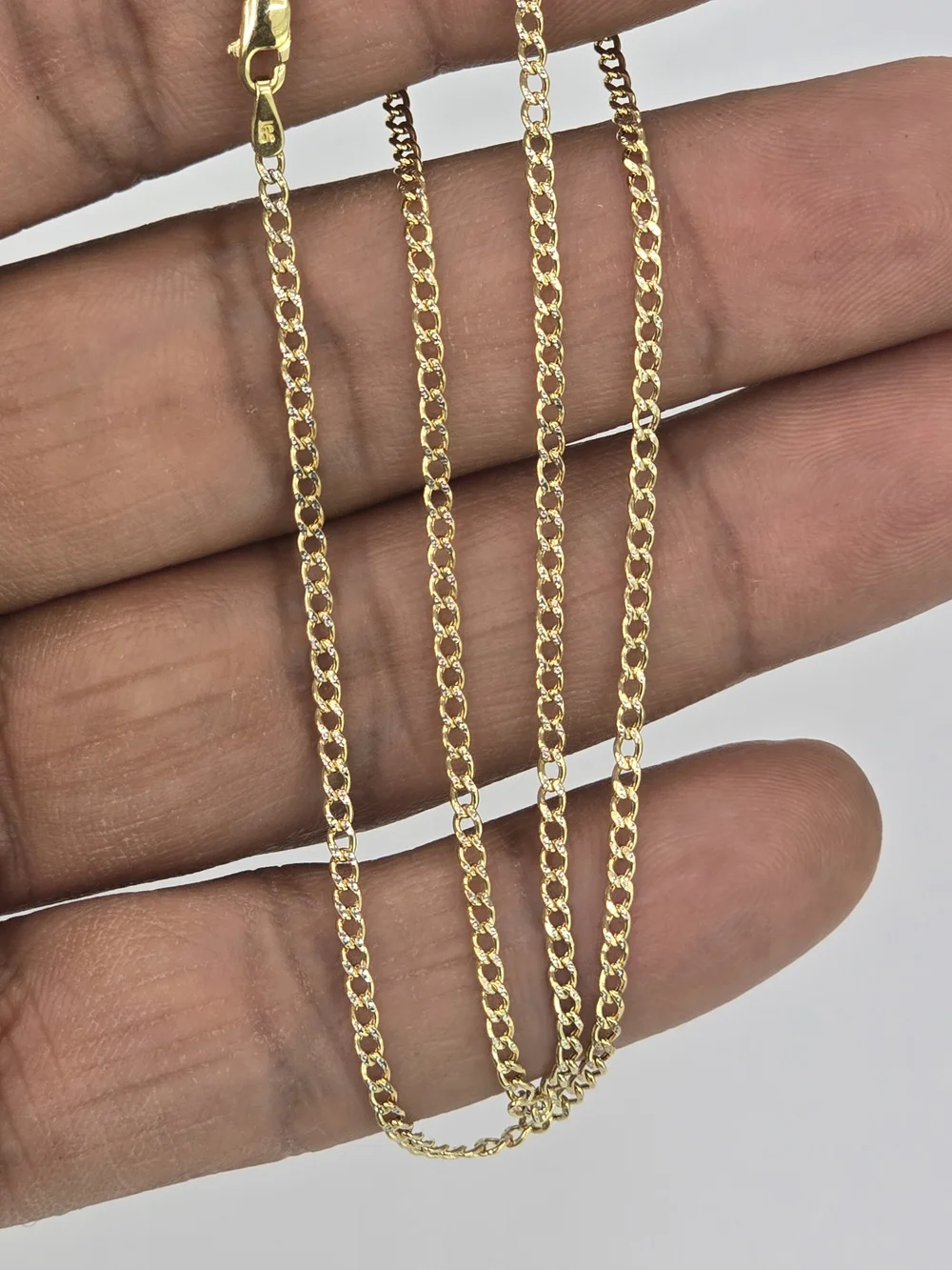 10k Real Gold Cuban Diamond Cut Chain 1.9 Mm 16 Inches